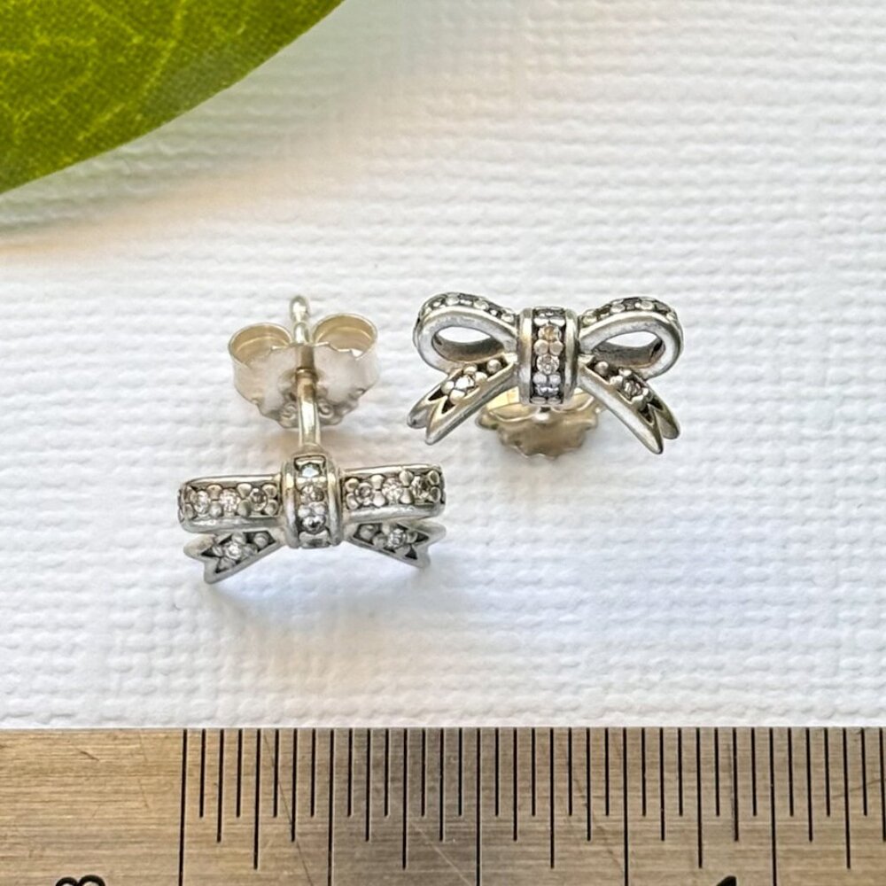 Genuine Pandora Classic Pave Bow Earrings